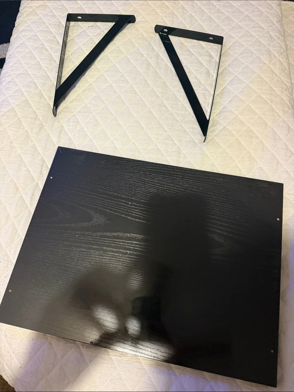 Black Floating Wall Shelf with Metal Brackets - Unbranded